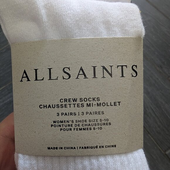 ALLSAINTS | 3-pack Logo Crew Socks (White) - Picture 3 of 5